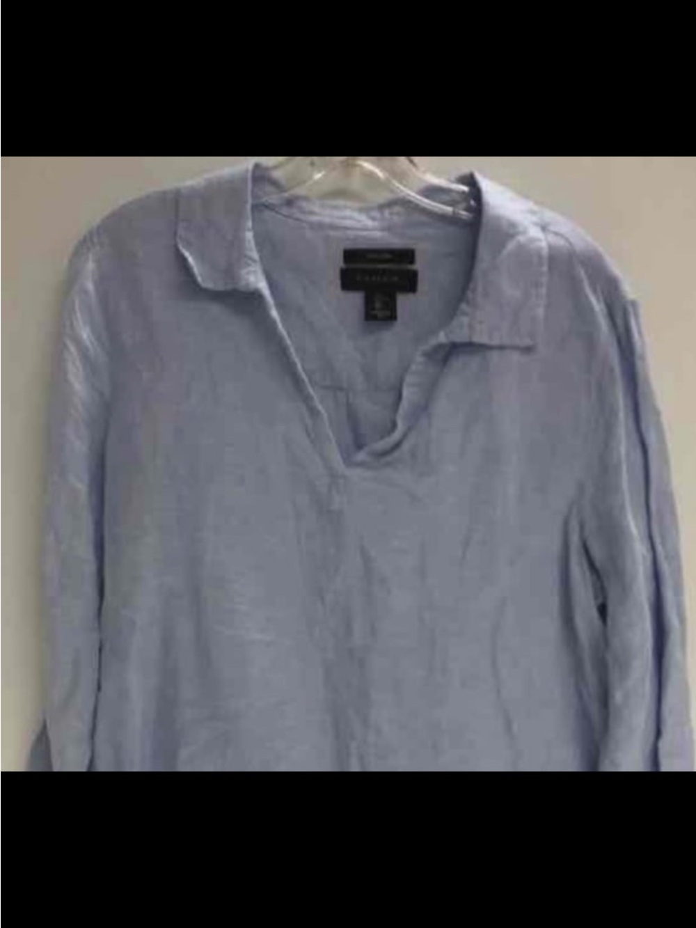 Tahari Light Blue Casual Linen Button-Down Shirt